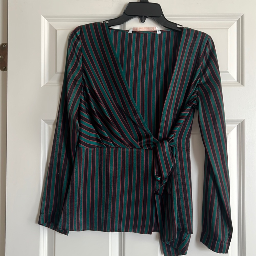 Striped Wrap Top - Gucci Style Green Red and Black